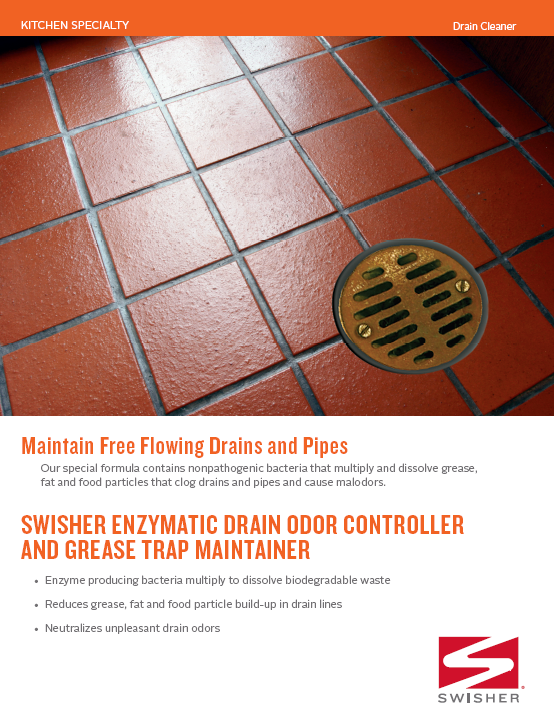 Swisher Enzymatic Drain Odor Controller & Grease Trap Maintainer Sell Sheet