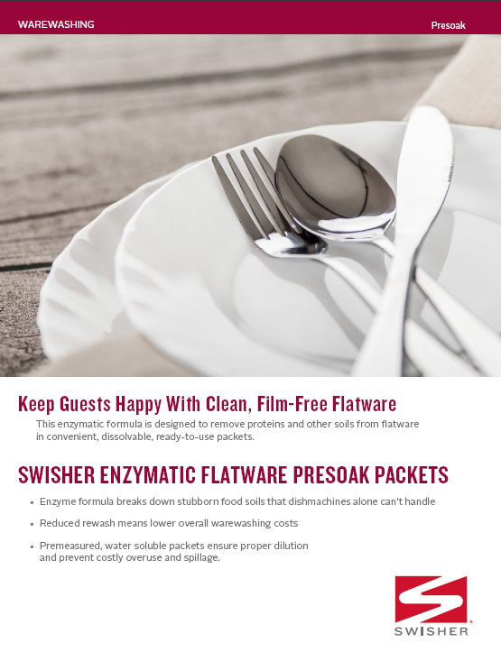 Swisher Enzymatic Flatware Presoak Packets Sell Sheet