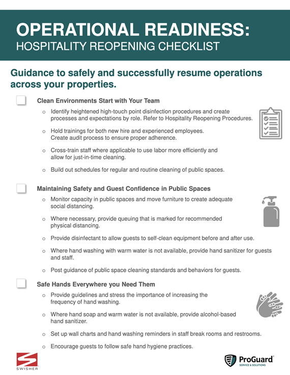 ProGuard/Swisher Corporate Checklist Reopening - Hospitality