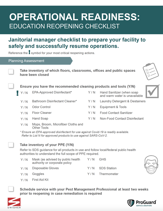ProGuard and Swisher Manager Checklist Reopening Education
