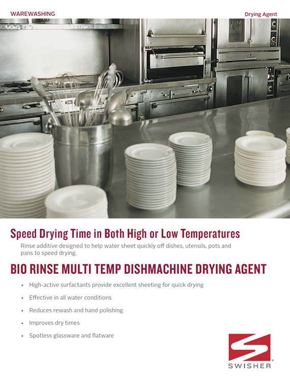 Swisher Bio Rinse Multi Temp Dishmachine Detergent Drying Agent Sell Sheet