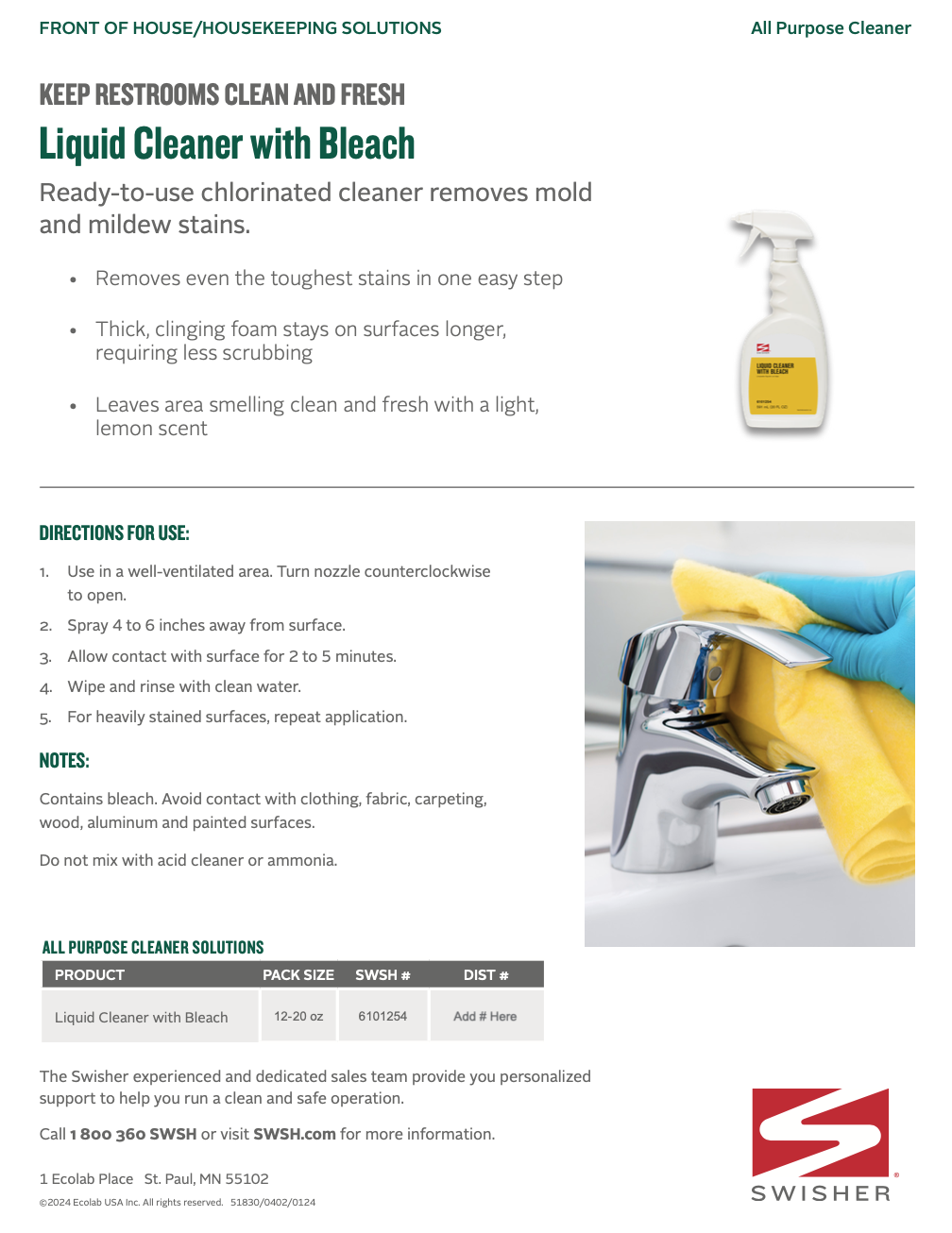 Swisher Liquid Cleaner with Bleach